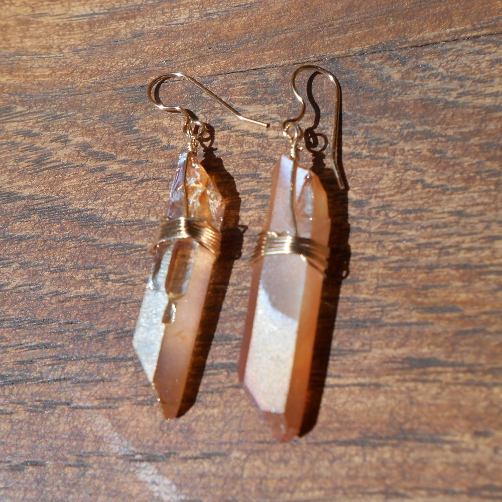 Gold Wrapped Crystal Earrings